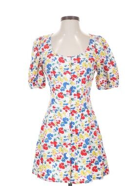 Floral Scoop Neck Button-Front Dress
